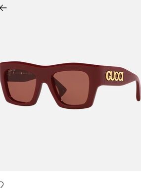 Authentic Gucci woman’s  Red Rectangular Sunglasses with Gold Logo